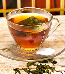 Image showing Brewed Green Tea Means Breaktime Restaurants And Drinks 