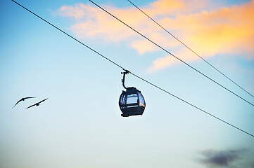 Image showing Cable car at sunset