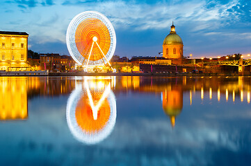 Image showing Toulouse landmarks by river. France
