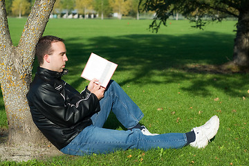 Image showing Man Studying Outside