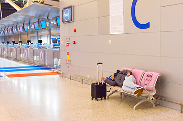 Image showing Sleeping at airport