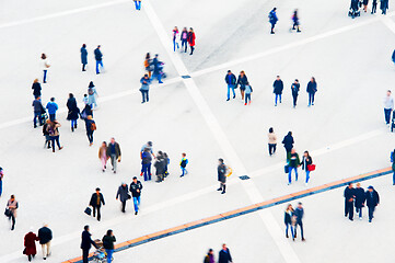 Image showing Crowd aerial view. Motion blur