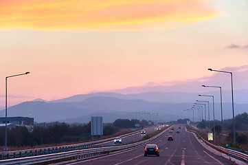 Image showing Highway at sunset