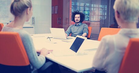 Image showing Startup Business Team At A Meeting at modern office building