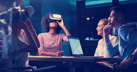 Image showing Multiethnic Business team using virtual reality headset