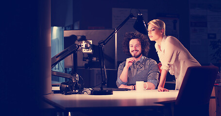 Image showing young designers in the night office