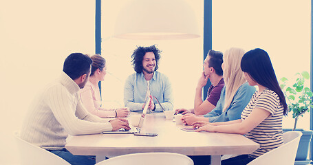 Image showing Startup Business Team At A Meeting at modern office building