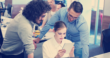 Image showing Startup Business Team At A Meeting at modern office building