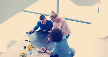 Image showing Startup Business Team At A Meeting at modern office building