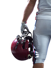 Image showing closeup American Football Player isolated on white