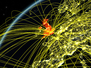 Image showing United Kingdom on Earth with network