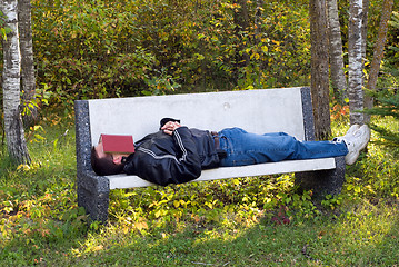 Image showing Man Sleeping Outside