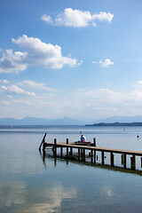 Image showing wooden jetty Starnberg lake