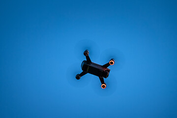 Image showing toy drone blue sky background 