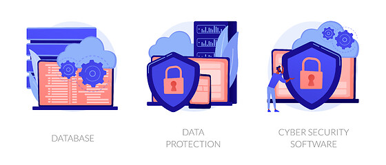 Image showing Data protection metaphors set