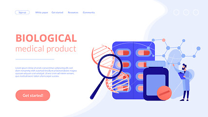 Image showing Biopharmacology products concept landing page.