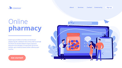 Image showing Online prescription system concept landing page.