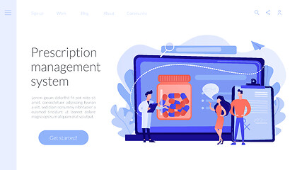 Image showing Online prescription system concept landing page.