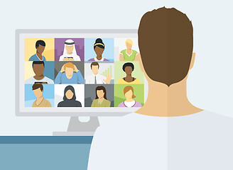 Image showing Lockdown People Video Call Conference