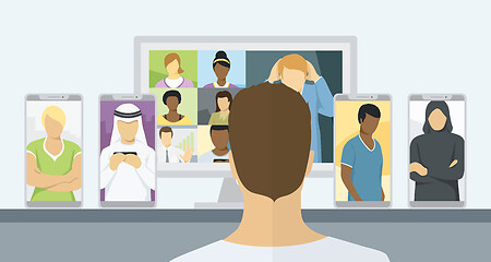 Image showing Lockdown People Video Call Conference