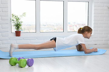 Image showing The girl performs the exercise \