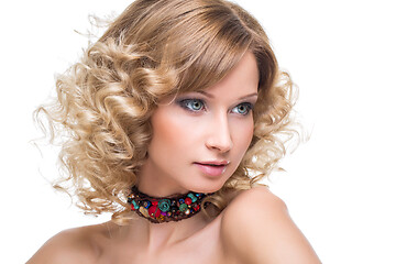 Image showing Beautiful girl with collar