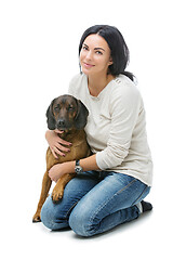 Image showing Beautiful girl with dog