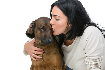 Image showing Beautiful girl with dog