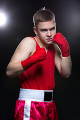 Image showing Young boxer in red form