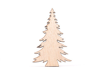 Image showing Christmas pine tree made of wood isolated