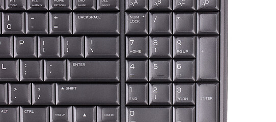 Image showing Close up of black computer laptop keyboard