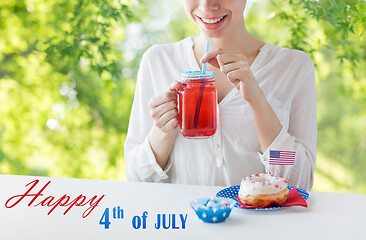 Image showing happy woman celebrating american independence day