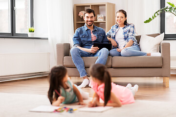 Image showing happy family spending free time at home