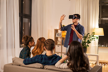 Image showing man in vr glasses at home with friends