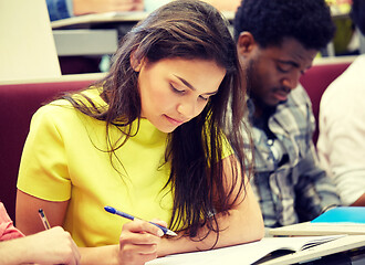 Image showing group of international students writing at lecture