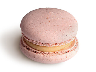 Image showing One beige macaroon angled view