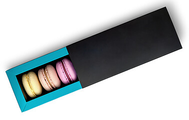 Image showing Colorful macaroon in box top view