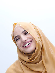 Image showing portrait of beautiful muslim woman isolated on white