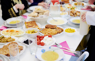 Image showing muslim family having a Ramadan feast