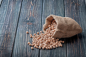 Image showing Chickpea spill out of the bag