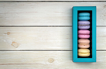 Image showing Multicolored macaroons in gift box