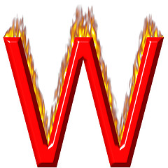 Image showing 3D Letter W on Fire