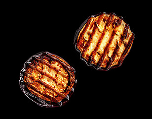 Image showing Two pieces of grilled eggplant