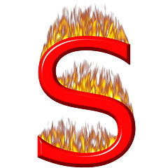 Image showing 3D Letter S on Fire