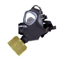 Image showing Vintage gasmask isolated on white - Brown filter