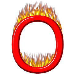 Image showing 3D Letter O on Fire