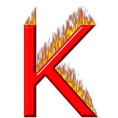 Image showing 3D Letter K on Fire