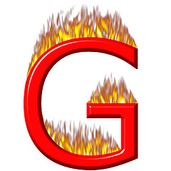 Image showing 3D Letter G on Fire 