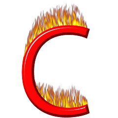 Image showing 3D Letter C on Fire
