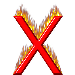 Image showing 3D Letter X on Fire